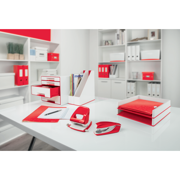 Desk Cube WOW m/4-skuffer hvid/rød