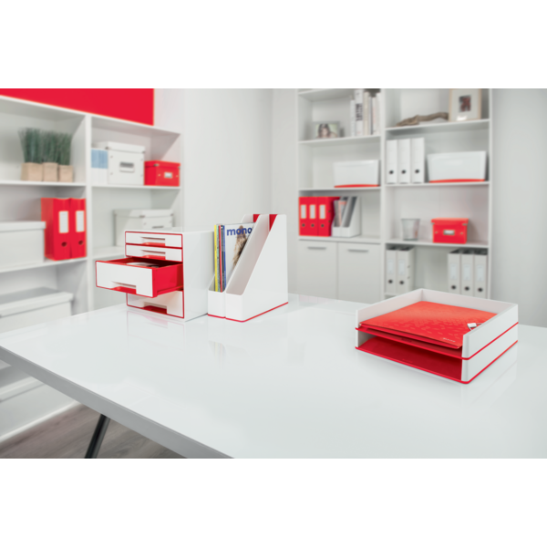 Desk Cube WOW m/4-skuffer hvid/rød