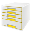 Desk cube WOW m/5-skuffer hvid/gul