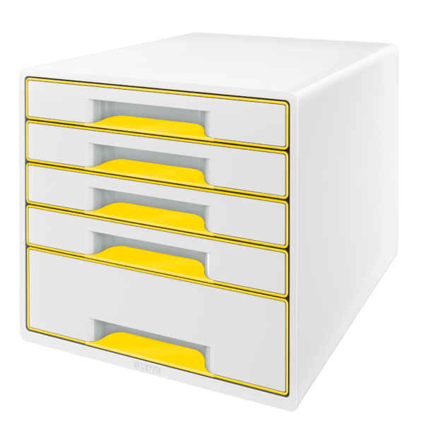 Desk cube WOW m/5-skuffer hvid/gul