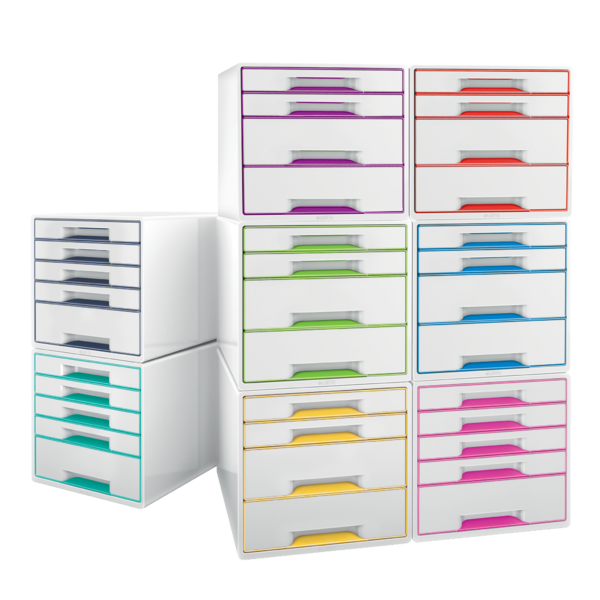 Desk cube WOW m/5-skuffer hvid/gul