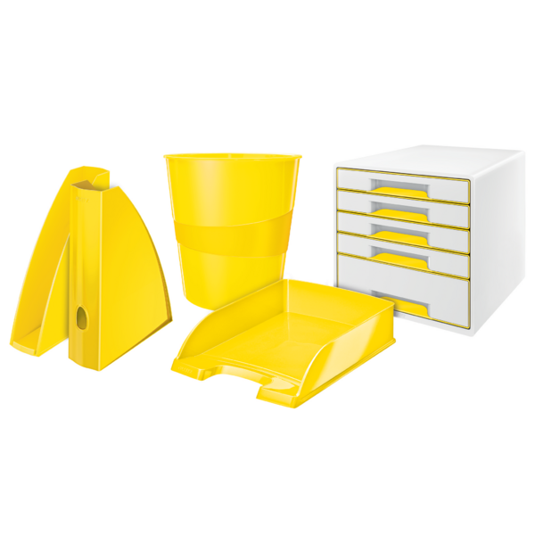 Desk cube WOW m/5-skuffer hvid/gul