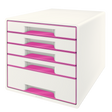 Desk cube WOW m/5-skuffer hvid/pink