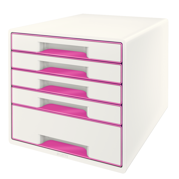 Desk cube WOW m/5-skuffer hvid/pink