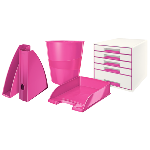 Desk cube WOW m/5-skuffer hvid/pink