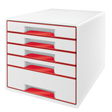Desk Cube WOW m/5-skuffer hvid/rød