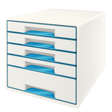 Desk cube WOW m/5-skuffer hvid/blå