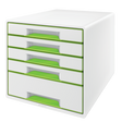 Desk cube WOW m/5-skuffer hvid/grøn