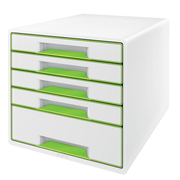 Desk cube WOW m/5-skuffer hvid/grøn