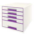 Desk cube WOW m/5-skuffer hvid/lilla