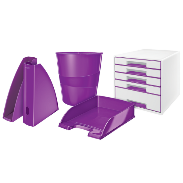 Desk cube WOW m/5-skuffer hvid/lilla