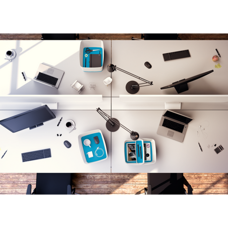 Opbevaringsbakke MyBox lang hvid/blå