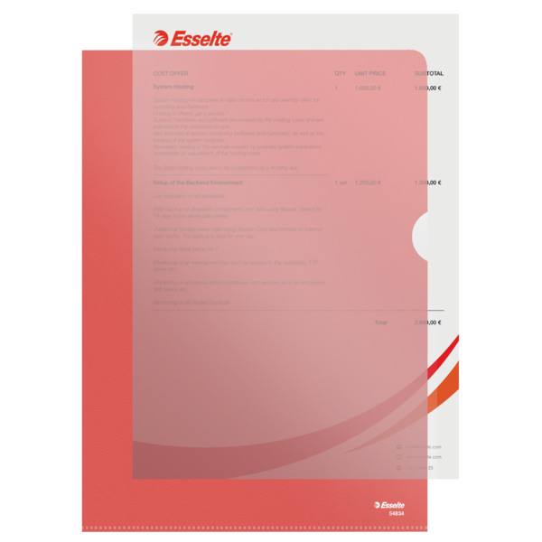 Omslag 105my PP præget A4 rød (100)