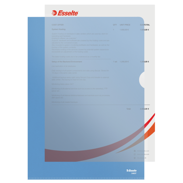 Omslag 105my PP præget A4 blå (100)