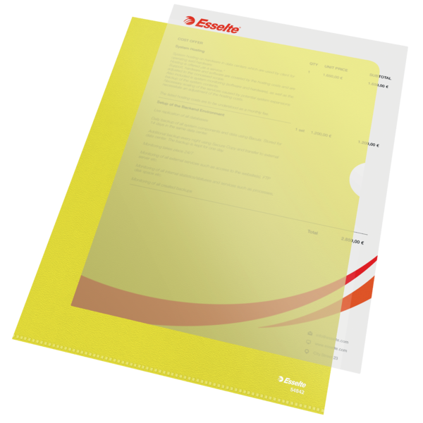 Omslag 105my PP præget A4 gul (100)