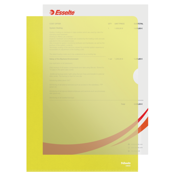 Omslag 105my PP præget A4 gul (100)