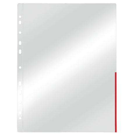 Signallomme 105my PP glasklar A4 TÅ rød(100)