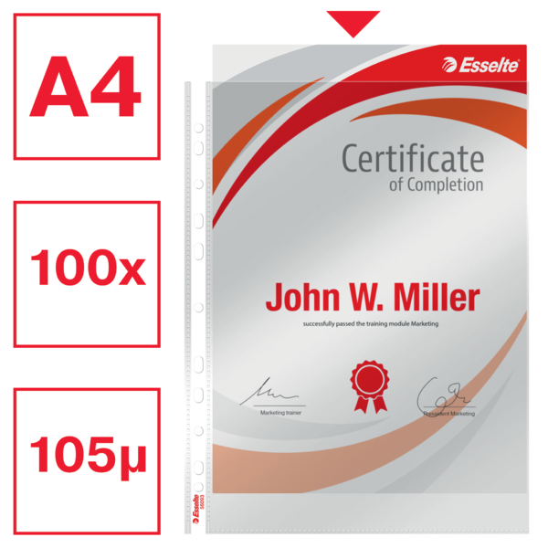 Lomme 105my PP glasklar A4 TÅ (100)