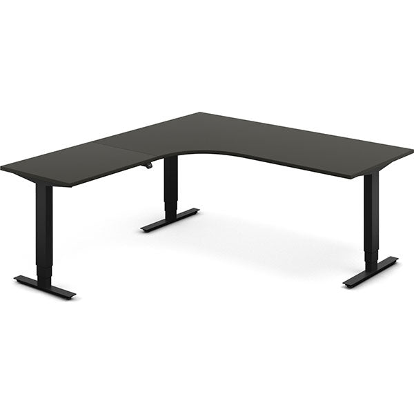 Hæve-sænkebord DNA, Antracit 1800x2000 mm Venstre 3-ben/Sort