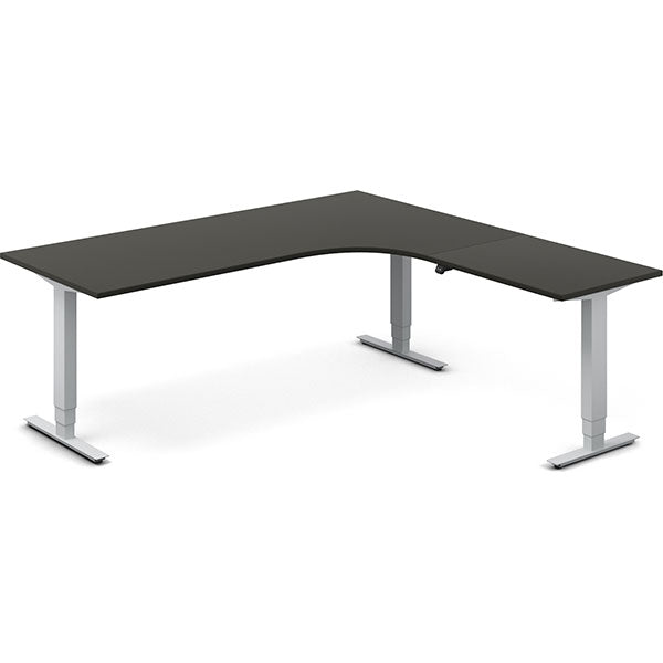 Hæve-sænkebord DNA, Antracit 2000x2000 mm Højre 3-ben/Alugrå