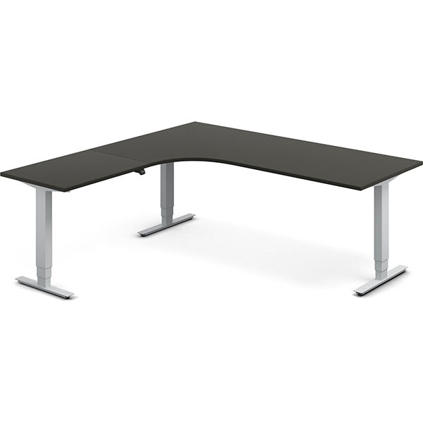 Hæve-sænkebord DNA, Antracit 2000x2000 mm Venstre 3-ben/Alugrå