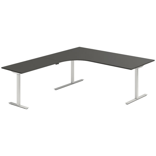 Hæve-sænkebord DNA, Antracit 2000x2200 mm Venstre 3-ben/Alugrå