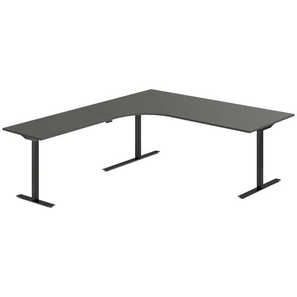 Hæve-sænkebord DNA, Antracit 2000x2200 mm Venstre 3-ben/Sort