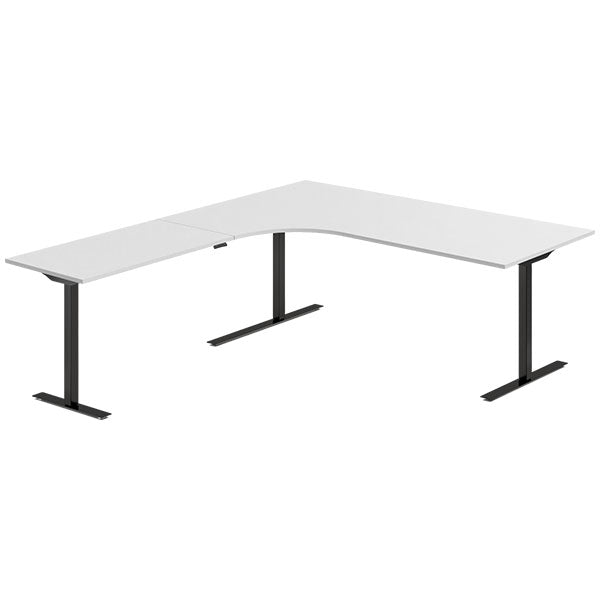 Hæve-sænkebord DNA, Lysgrå 2000x2200 mm Venstre 3-ben/Sort
