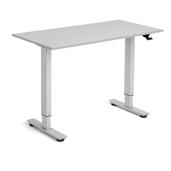 Hæve-sænkebord Flexidesk, Lysgrå 1200x600 mm 2-ben/Alugrå
