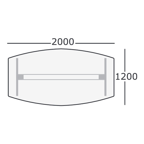 Hæve-sænkbart mødebord DNA, Bøg 2000x1200 mm bådformet, Alugrå understel