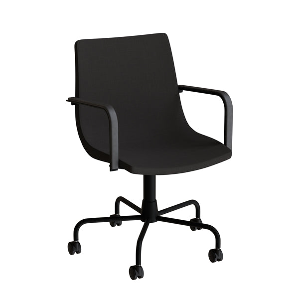 Stol Colt 10016 Med armlæn og drejeligt undestel med hjul, sort tekstil, sort stel