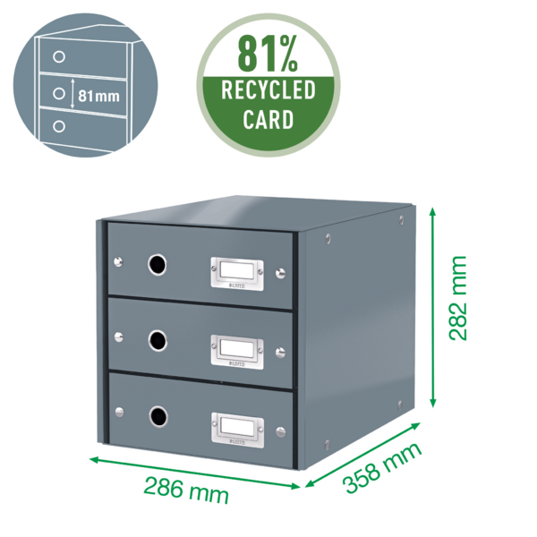 Skuffekabinet Click&Store 3 skuf WOW pink