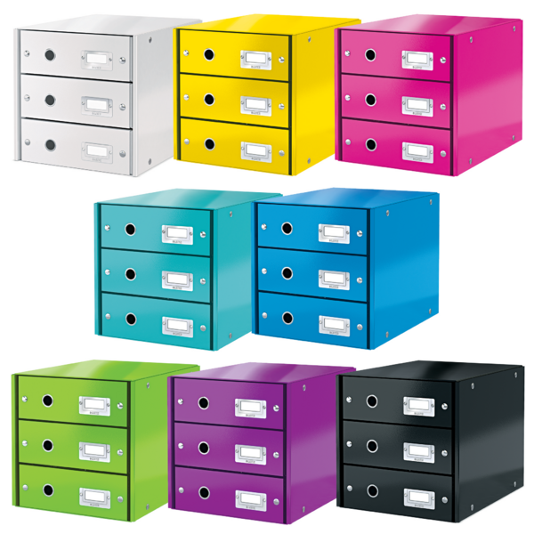 Skuffekabinet Click&Store 3 skuf WOW pink