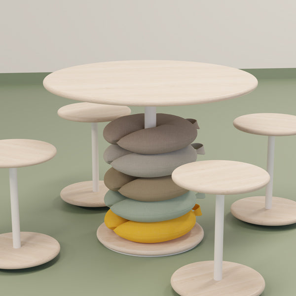 Bord Donut, Ø900 mm, højde 720 mm, hvidpigmenteret ask på hvidt understel glans 10