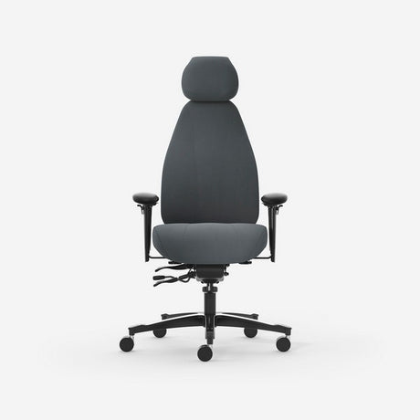 Kontorstol Malmstolen Classic 4000 Høj ryg, Grå med armlæn og nakkestøtte