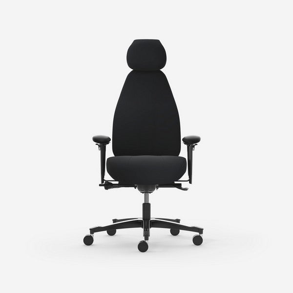 Kontorstol Malmstolen Classic 7000 Høj ryg, Sort med armlæn og nakkestøtte