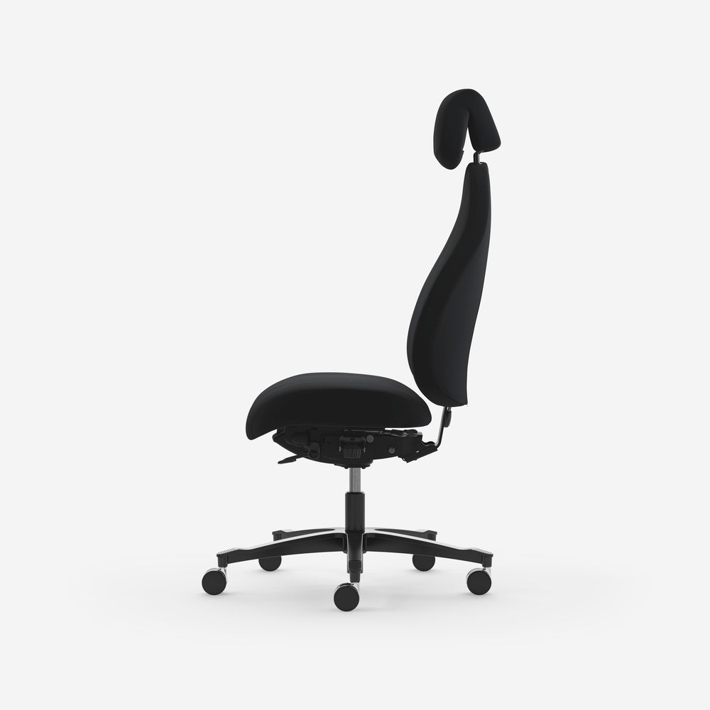 Kontorstol Malmstolen Classic 7000 Høj ryg, Sort med nakkestøtte