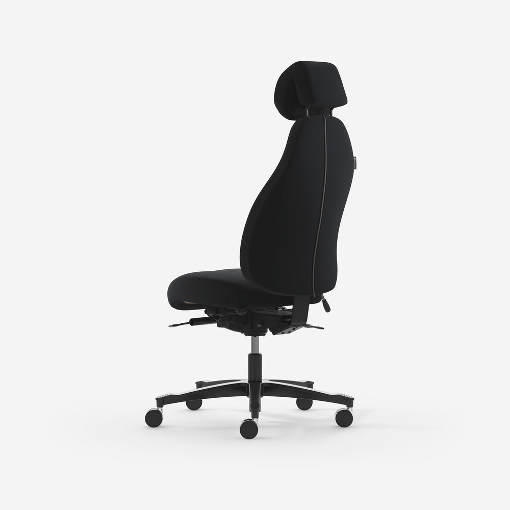 Kontorstol Malmstolen Classic 7000 Høj ryg, Sort med nakkestøtte