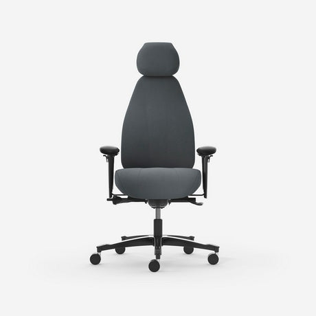 Kontorstol Malmstolen Classic 7000 Høj ryg, Grå med armlæn og nakkestøtte