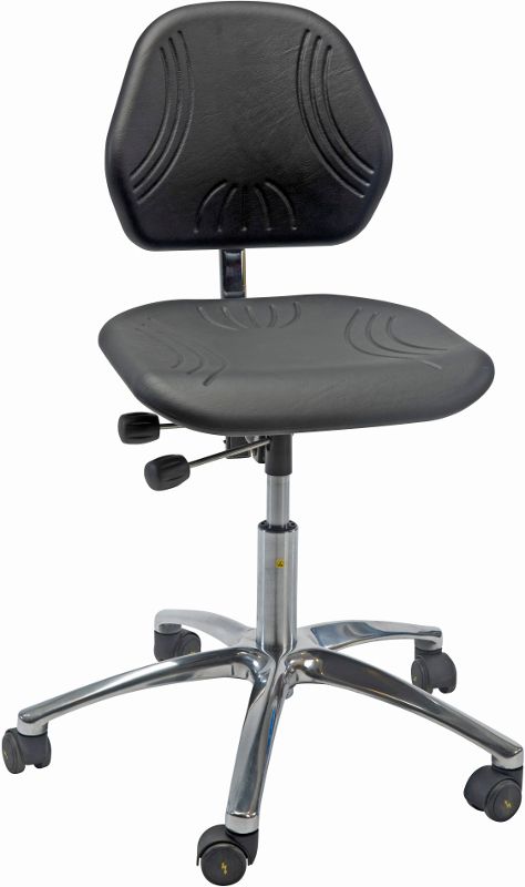 Industristol Comfort ESD, PU-sæde, lav med hjul