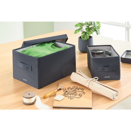 Opbevaringsboks i stof M grå (2)