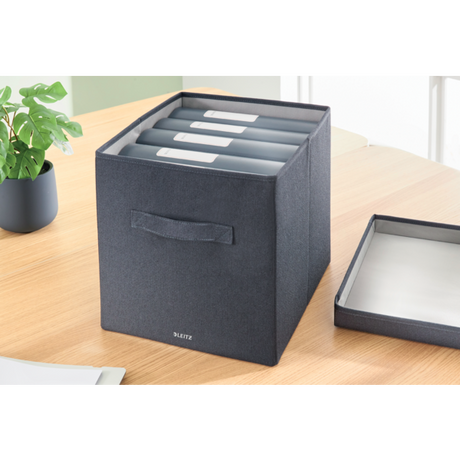 Opbevaringsboks i stof L grå (2)