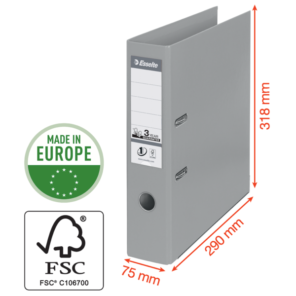 Brevordner No1 Vivida PP A4 75mm gul