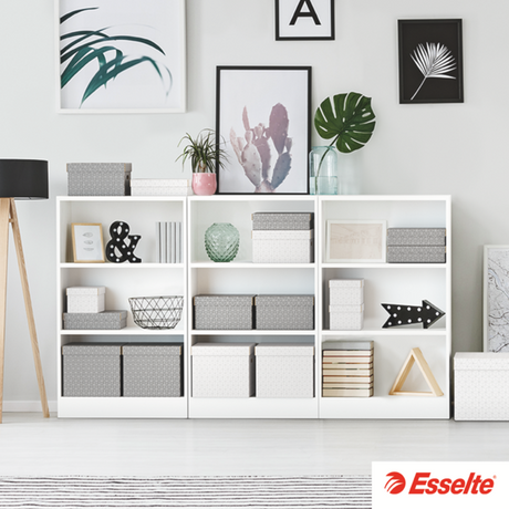 Opbevaringsboks Esselte Home M Low hvid (3)