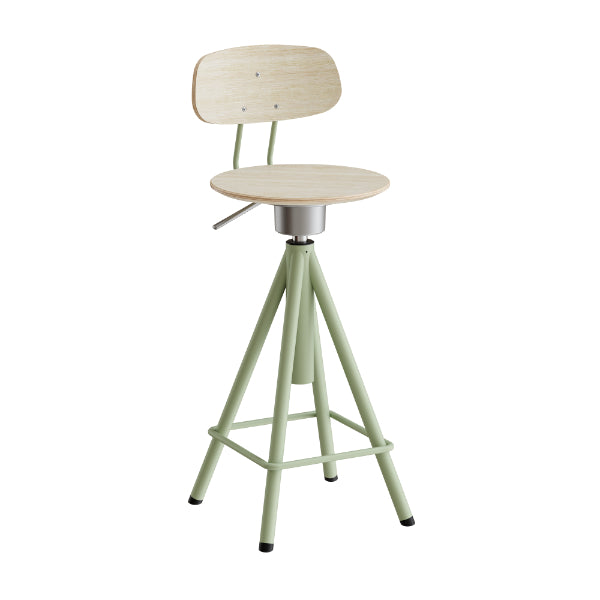 Taburet Atlas 2119, med hvidpigmenteret egelaminat, grønt stel