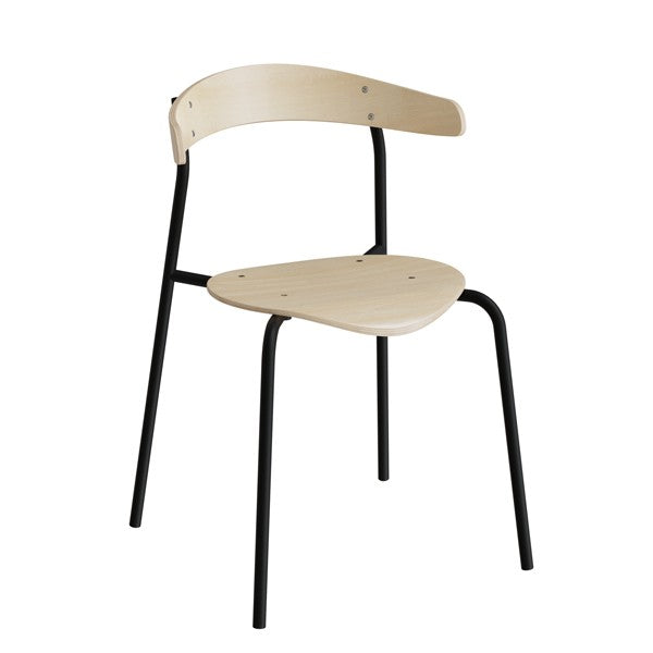 Stol Olle, birk laminat med sort stel