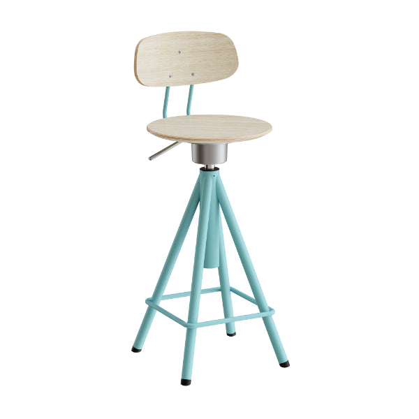 Taburet Atlas 2119, med hvidpigmenteret egelaminat, turkis stel