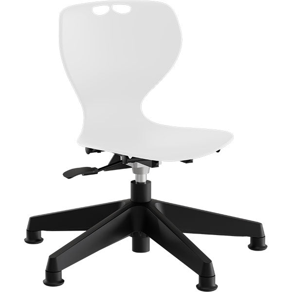 Stol Tarris Junior, hvidt sæde med sort hjulkryds og glidesko