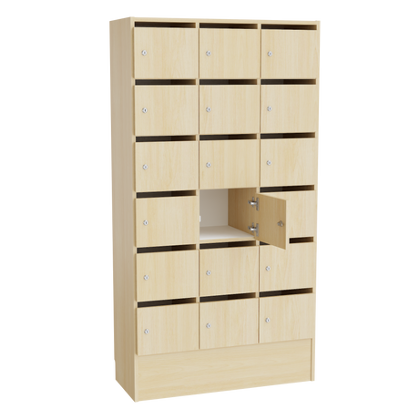 Mora Personaleskab 18 rum birk døre, cylinderlås