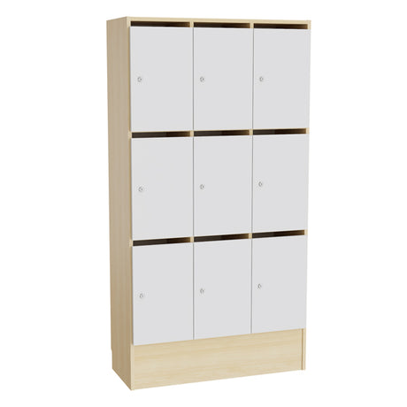 Mora Personaleskab 9 rum grå døre, cylinderlås